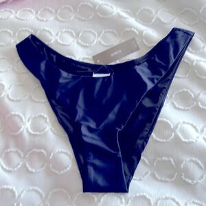 J.Crew Navy Blue Curved-waist cheeky bikini bottom Size Small